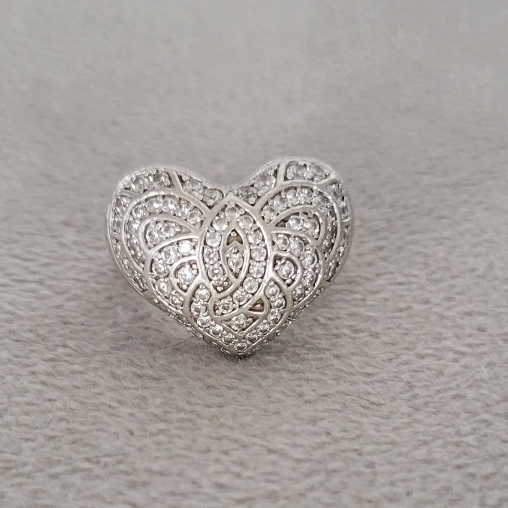Platinum Over Sterling Silver Hart Ring